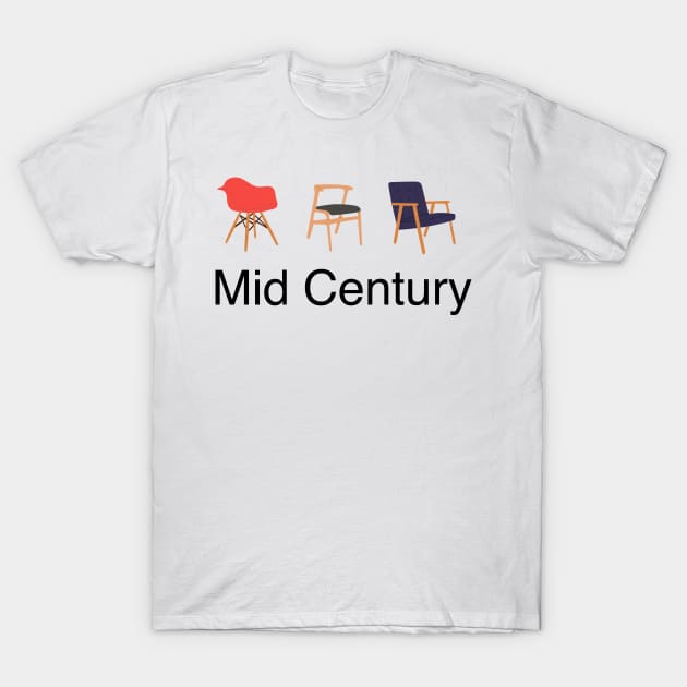 Mid Century Chair Design T-Shirt by Brunch Club